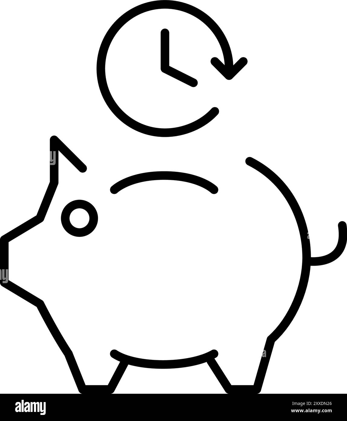Schweinebank und Uhr. Einsparungen und Investitionsstrategien. Pixel Perfect Vektor-Symbol Stock Vektor