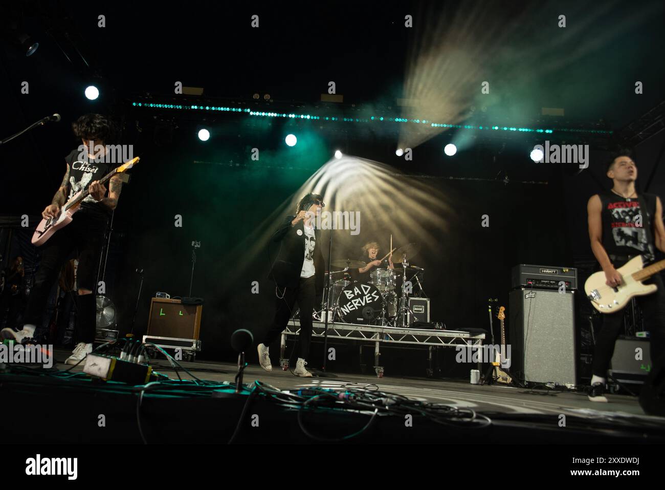 Reading, Berkshire, Großbritannien. August 2024. Bad Nerves spielt am Freitag ein energiegeladenes Set beim Reading Festival. Cristina Massei/Alamy Live News Stockfoto