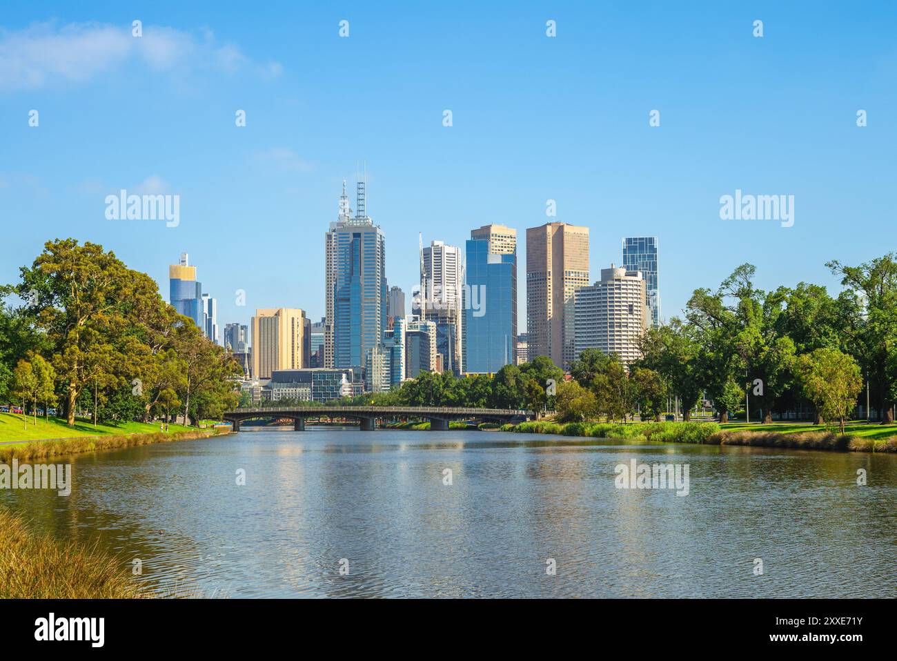 Landschaft von Melbourne CBD, der Hauptstadt des australischen Bundesstaates Victoria Stockfoto