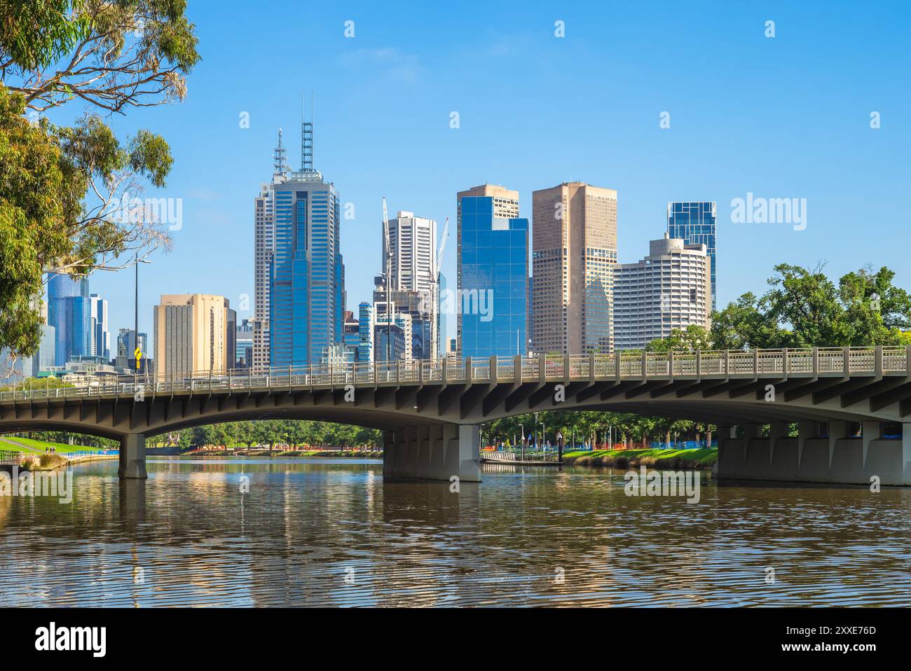 Landschaft von Melbourne CBD, der Hauptstadt des australischen Bundesstaates Victoria Stockfoto