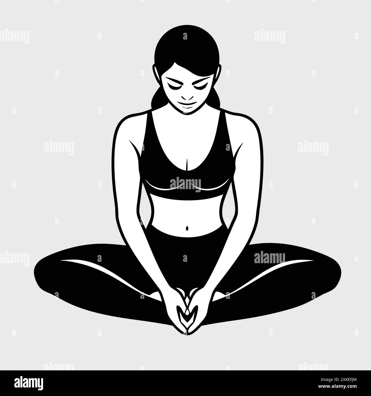 Junge Dame, die einfaches sitzendes Forward Bend Yoga - Illustration für Wellness und Fitness durchführt Stock Vektor