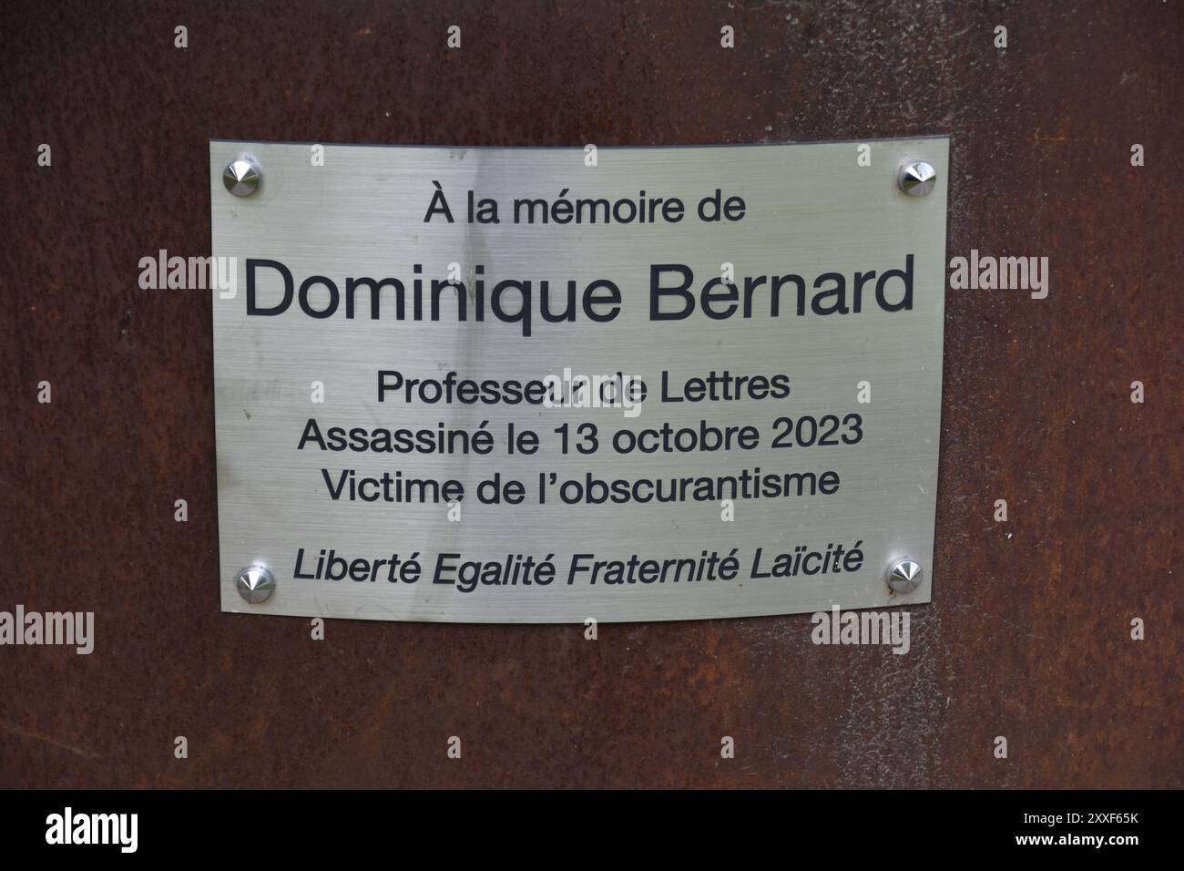 Monument à la mémoire de Samuel Paty et Dominique Bernard à Valenciennes Stockfoto