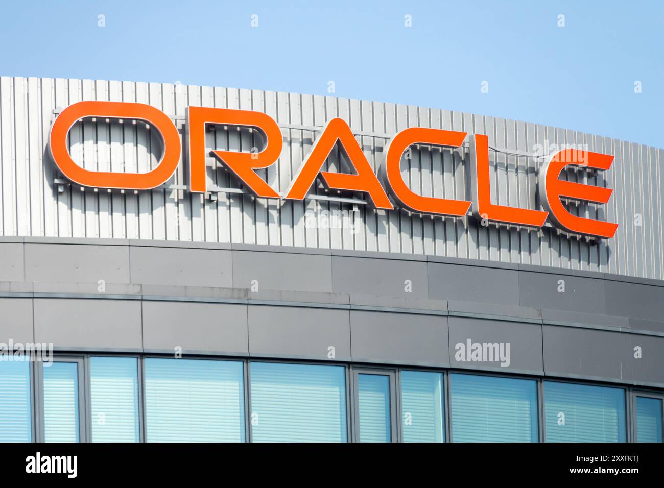 Oracle-Logo beim Erstellen signieren Stockfoto