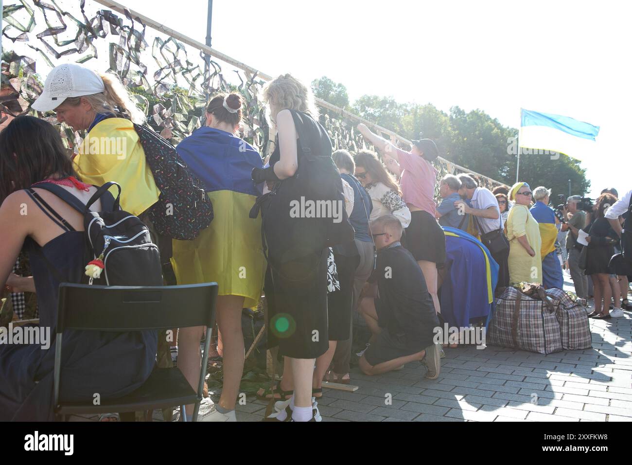 Berlin, Deutschland. 24. August 2024, Berlin, Deutschland, Unabhängigkeitstag der Ukraine, Demonstration in Berlin, Brandenburger Tor, Credit: Felix Wolf/ Alamy Live News Credit: Felix Wolf/Alamy Live News Stockfoto