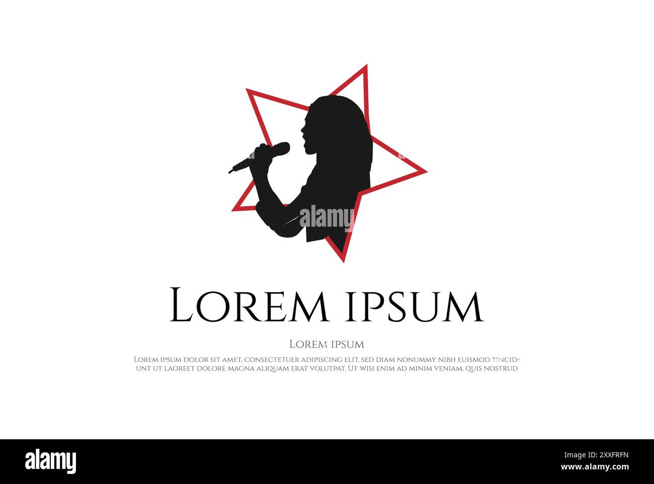 Einfacher Minimalistischer Woman Singer Star Logo Design Vektor Stock Vektor