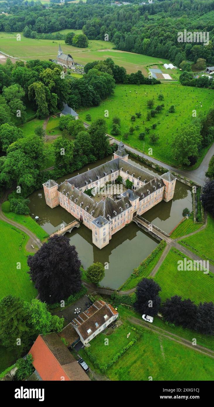 Drohnenfoto Schloss Haltinne belgien europa Stockfoto