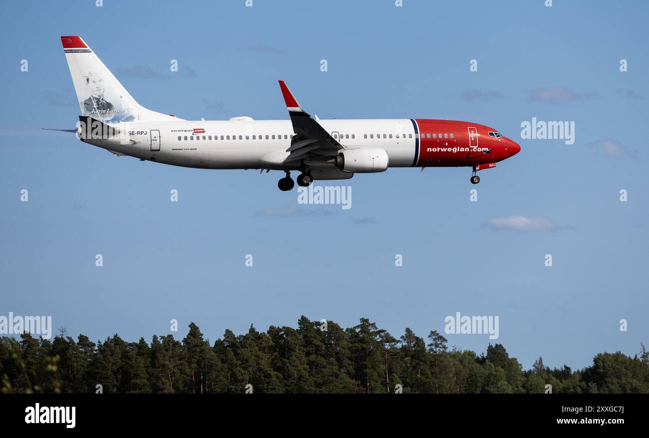 Flughafen Arlanda, nördlich von Stockholm, Schweden, samstags. Im Bild: Eine Boing 737-800 vom norwegischen Air Shuttle ASA. Stockfoto