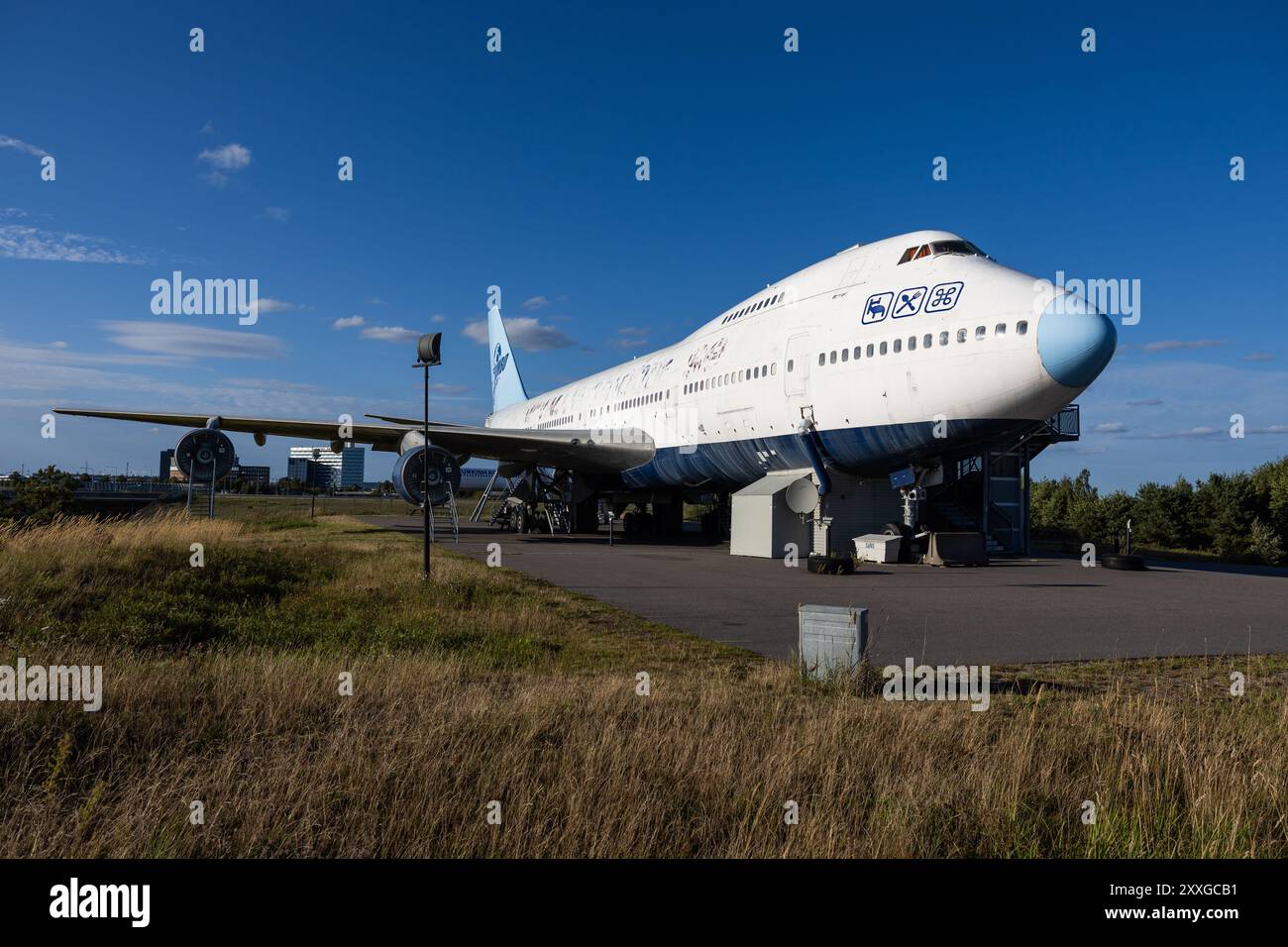 Flughafen Arlanda, nördlich von Stockholm, Schweden, samstags. Auf dem Bild: Das Flugzeughaus, Jumbo Stay Hostel, am Flughafen Stockholm Arlanda. Stockfoto