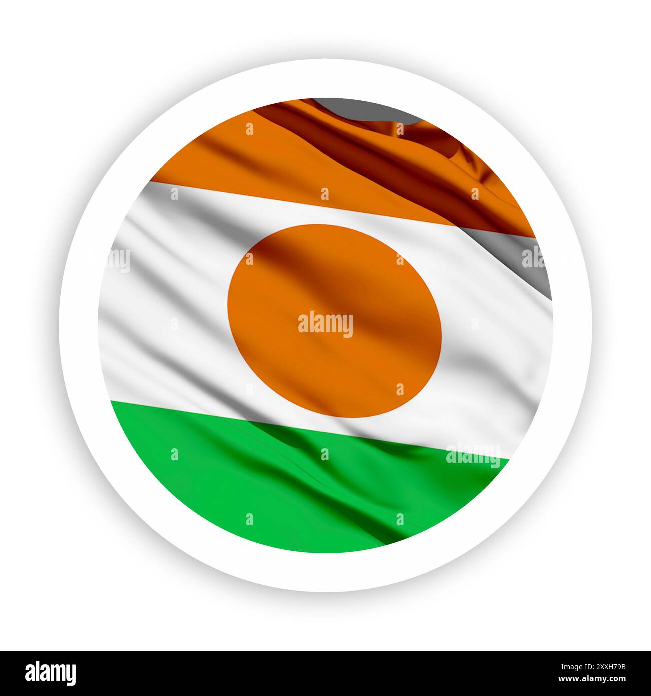 Niger Waving Flag mit weißem, abgerundetem Kreisrahmen Stockfoto