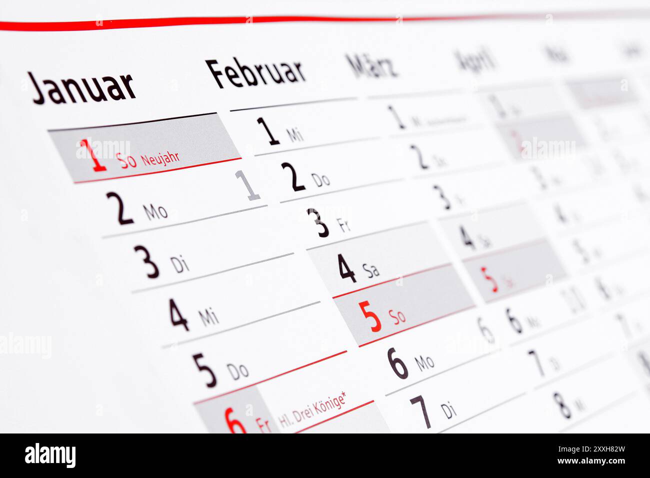 Wandkalender Stockfoto