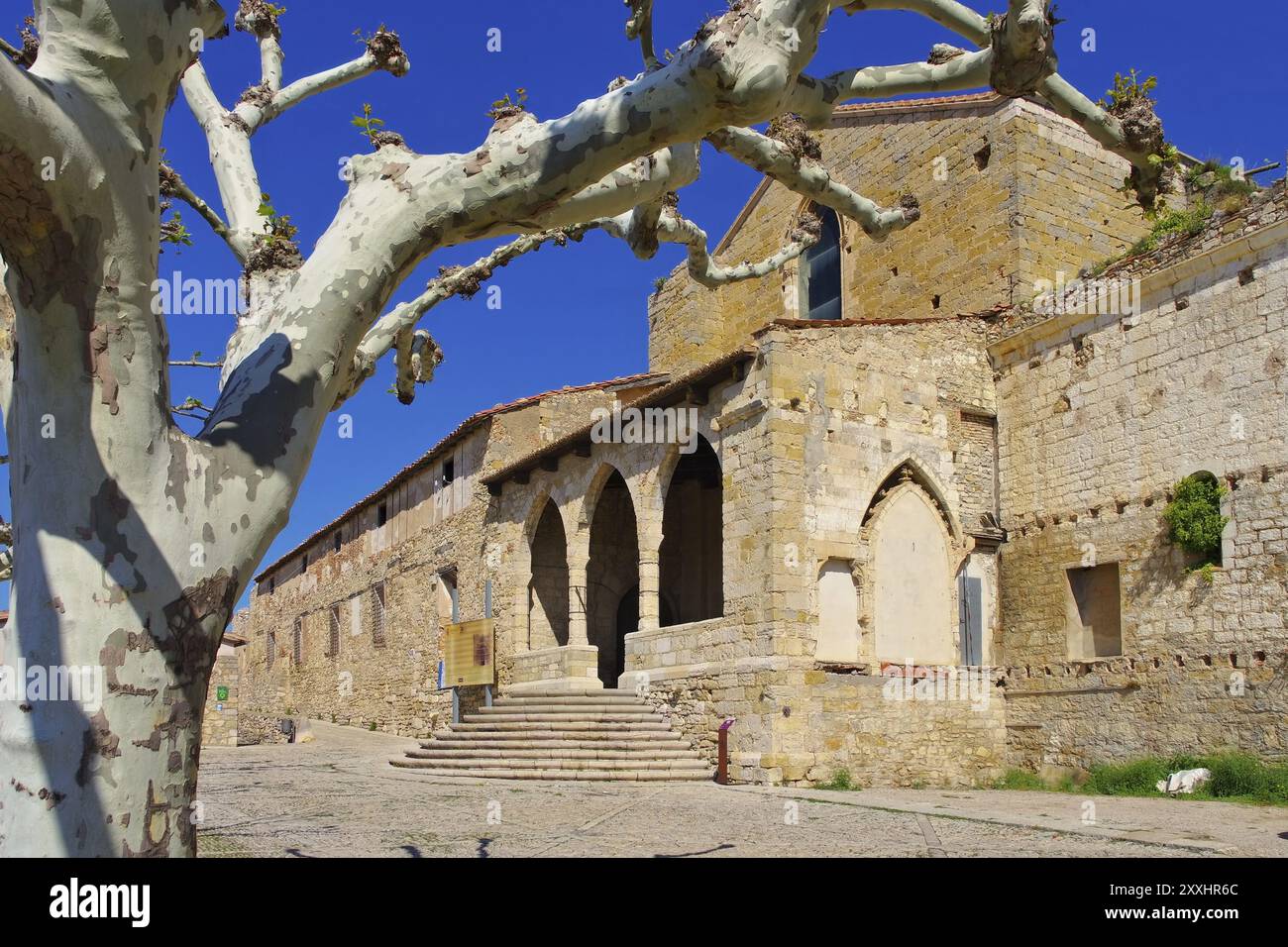 Franziskanerkloster in der mittelalterlichen Stadt Morella, Castellon in Spanien, Kloster Sant Francesc in der alten mittelalterlichen Stadt Morella, Castellon in S Stockfoto