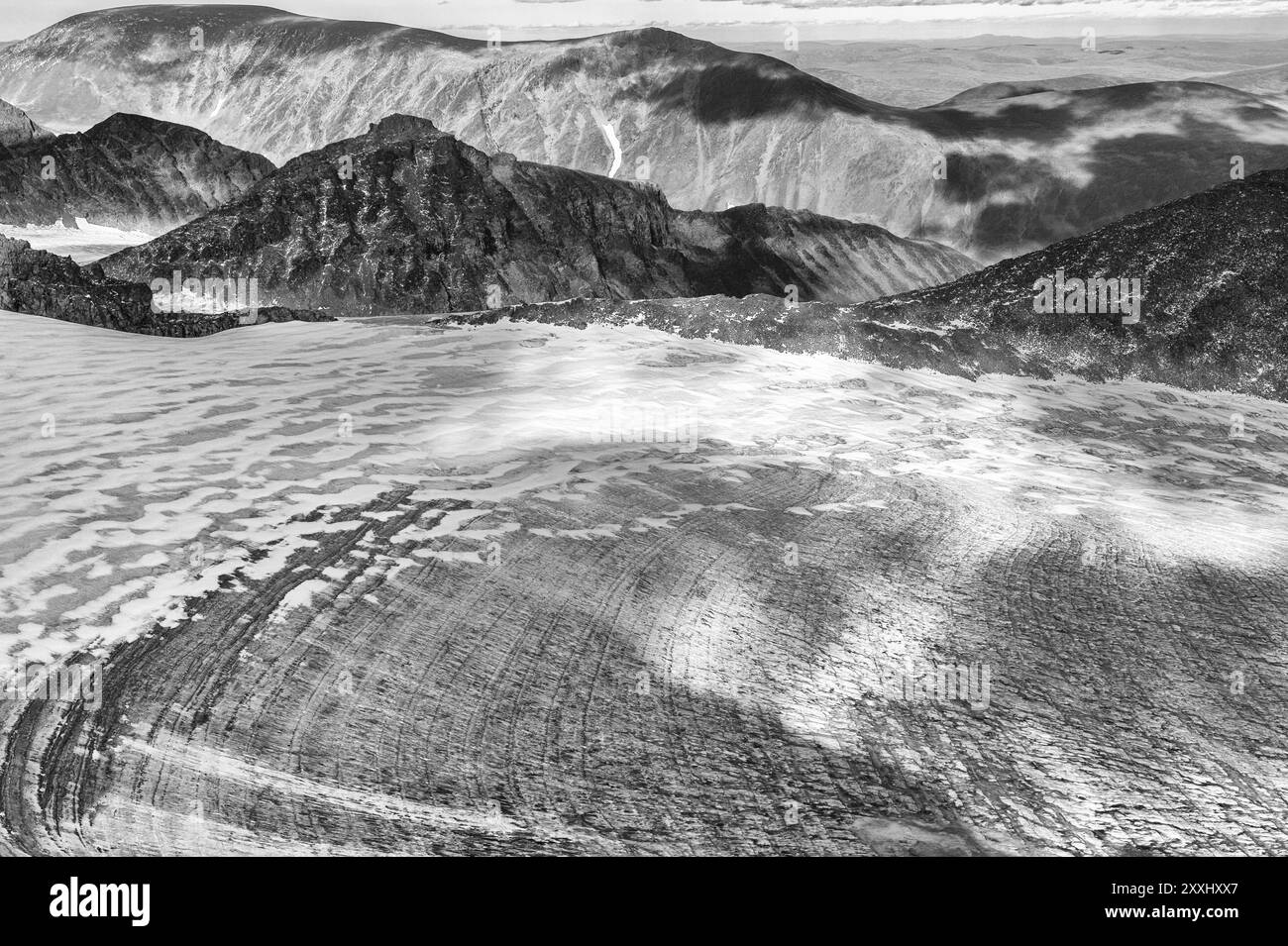 Bjoerlings-Gletscher, Kebnekaisefjaell, Norrbotten, Lappland, Schweden, August 2013, Europa Stockfoto
