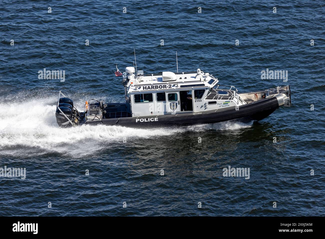 Hafenpolizeiboot - Hafen von Seattle - Seattle, Washington, USA Stockfoto