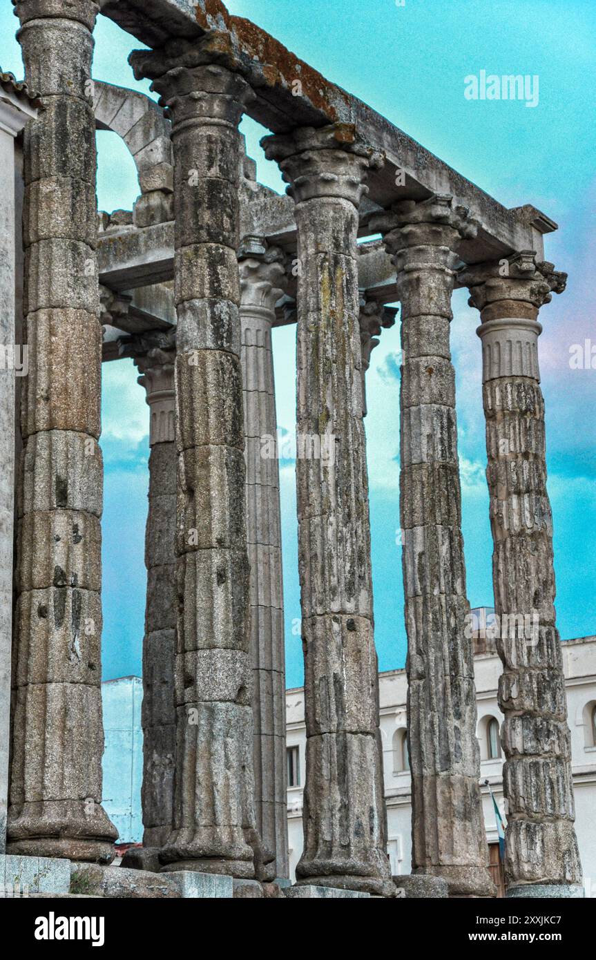 Römischer Tempel der Diana in Merida, Jungfrau Göttin der Jagd Stockfoto