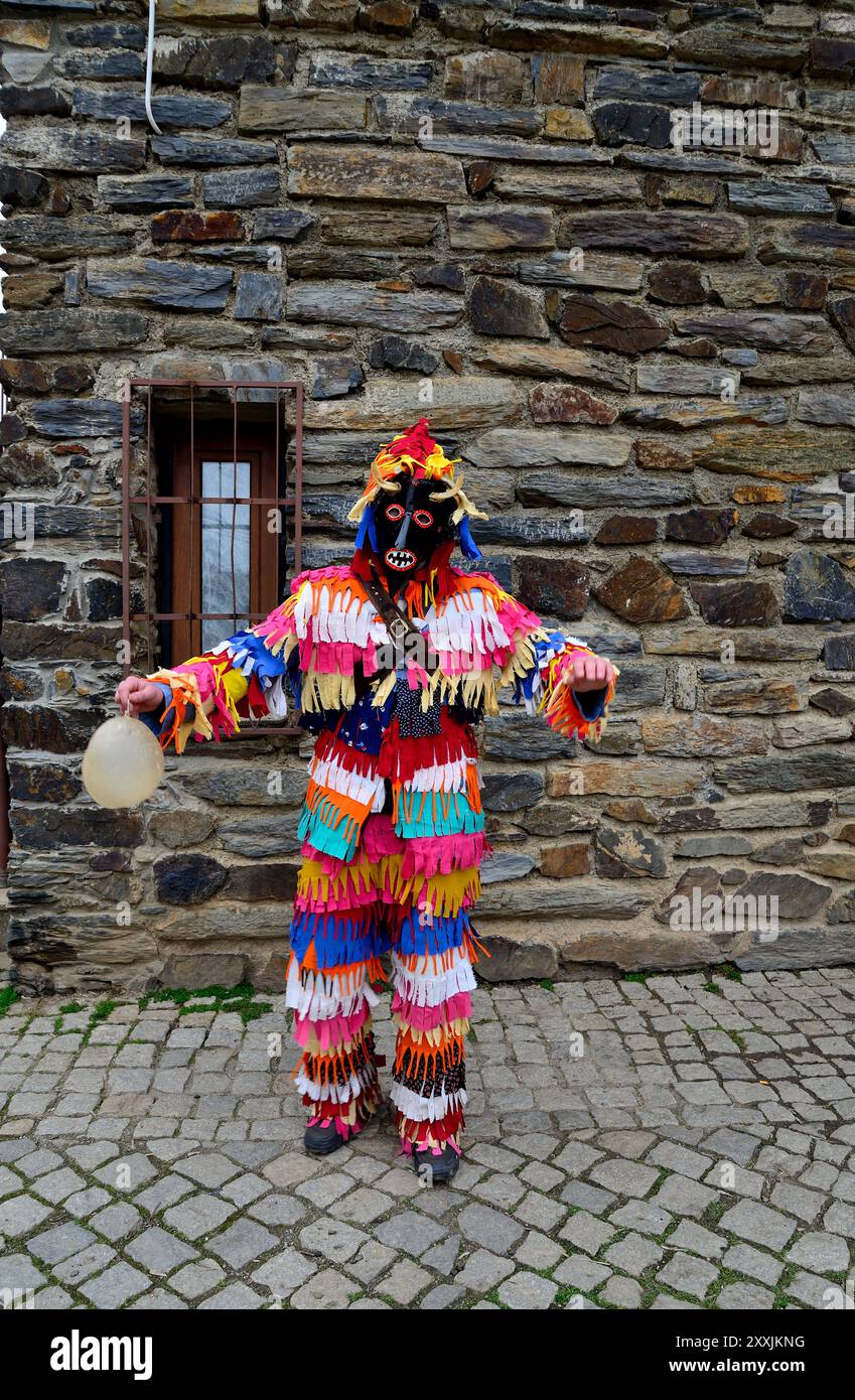 Careto von Aveleda. Traditionelle Maske von Aveleda, Braganca, Portugal. Festa dos rapazes Stockfoto