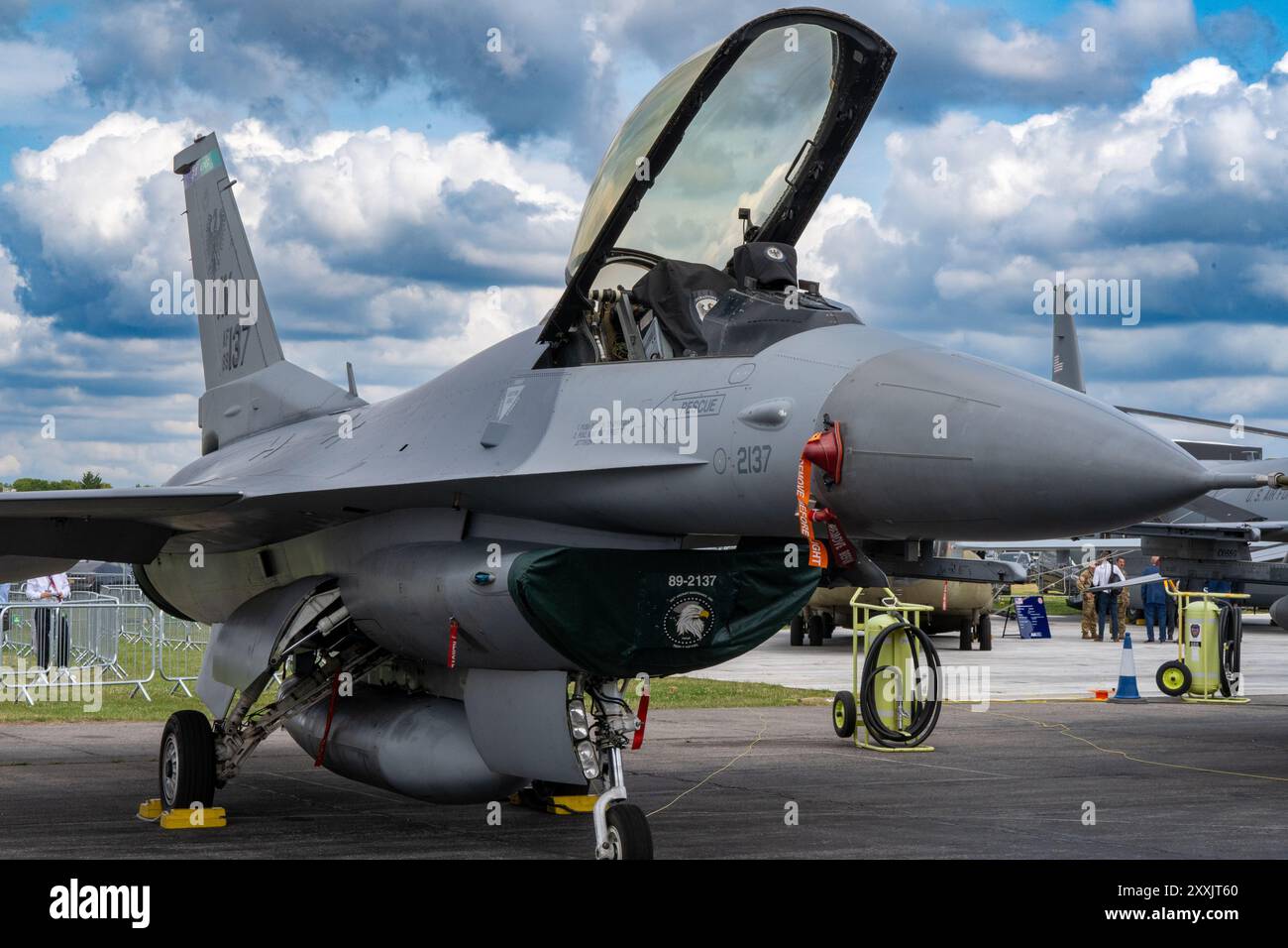 Farnborough, Hampshire - 24. Juli 2024: Farnborough International Airshow Mittwoch USAF F16 Stockfoto