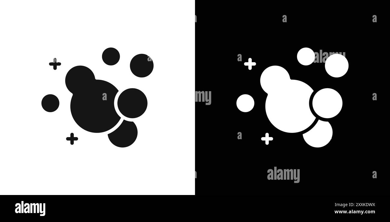 Bubbles and Foam Symbol Logo Vektorumrandung in Schwarz-weiß Stock Vektor