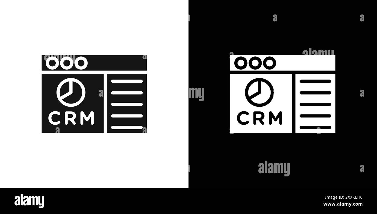crm-Symbol-Logo-Vektorkontur in Schwarz-weiß Stock Vektor