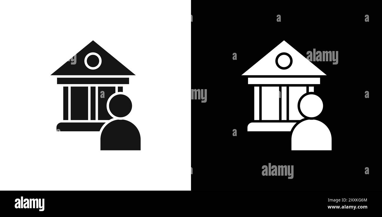 Museum Kurator männliche Icon Logo Zeichen Vektor Umriss in schwarz-weiß Farbe Stock Vektor