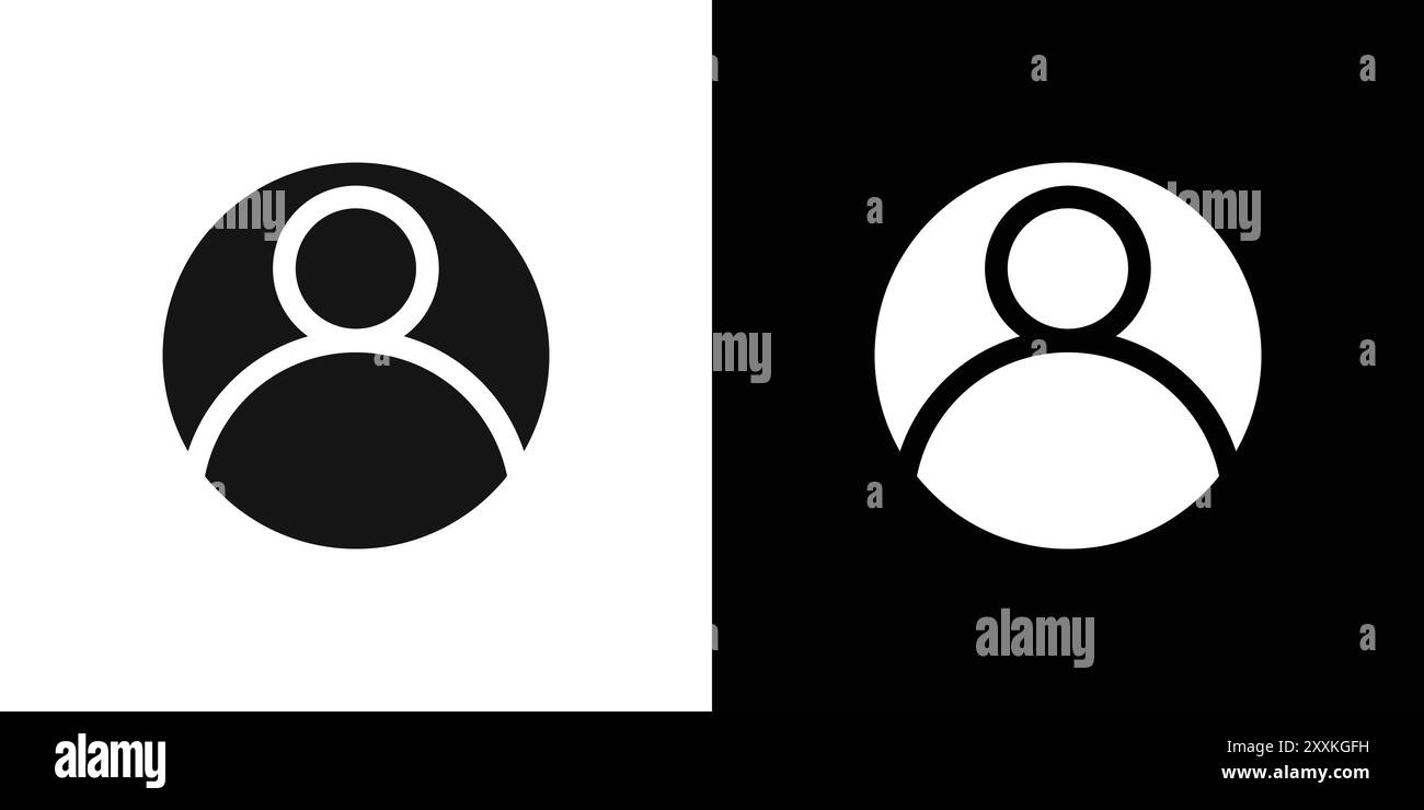 Profil Foto Symbol Logo Vektorumrandung in Schwarz-weiß Stock Vektor