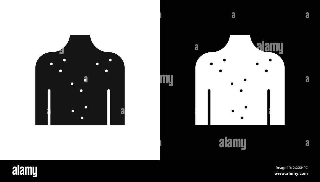 Hautkrebs-Symbol-Logo-Zeichen-Vektorumrandung in schwarz-weißer Farbe Stock Vektor