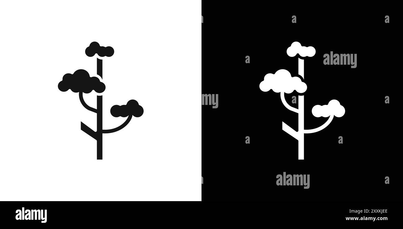 Winter Baum Symbol Logo Vektorumriss in schwarz-weiß Farbe Stock Vektor