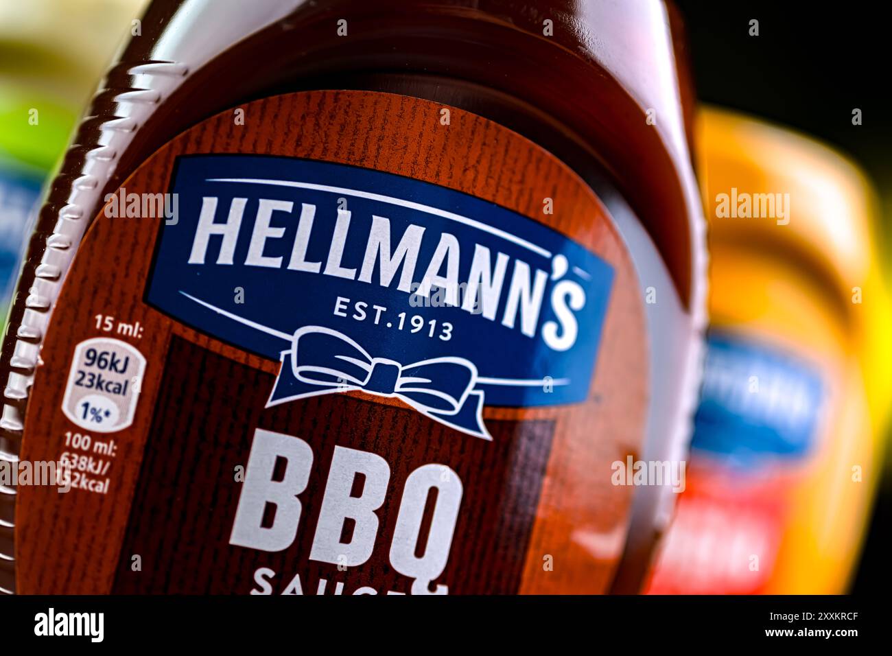 POZNAN, POL - 7. August 2024: Hellmann's Products, amerikanische Markennamen des britischen multinationalen Unternehmens Unilever Stockfoto POZNAN, POL - 7. August 2024: Hellmann's Products, amerikanische Markennamen des britischen multinationalen Unternehmens Unilever Stockfoto