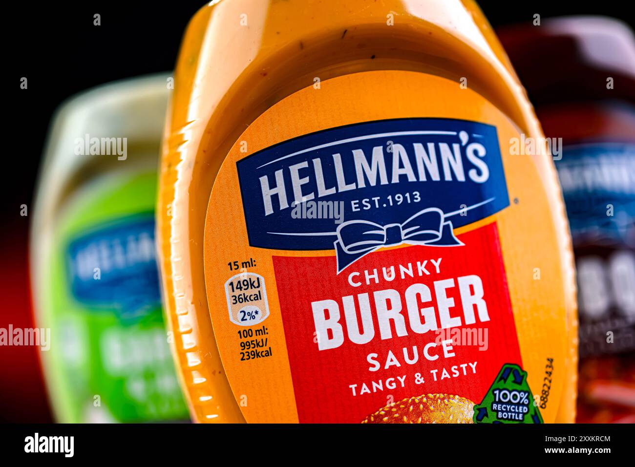 POZNAN, POL - 7. August 2024: Hellmann's Products, amerikanische Markennamen des britischen multinationalen Unternehmens Unilever Stockfoto POZNAN, POL - 7. August 2024: Hellmann's Products, amerikanische Markennamen des britischen multinationalen Unternehmens Unilever Stockfoto