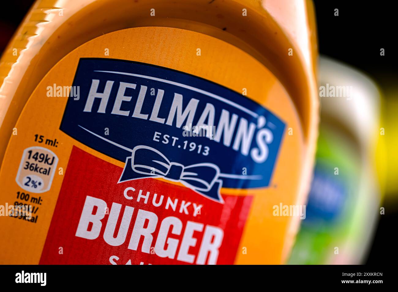 POZNAN, POL - 7. August 2024: Hellmann's Products, amerikanische Markennamen des britischen multinationalen Unternehmens Unilever Stockfoto POZNAN, POL - 7. August 2024: Hellmann's Products, amerikanische Markennamen des britischen multinationalen Unternehmens Unilever Stockfoto