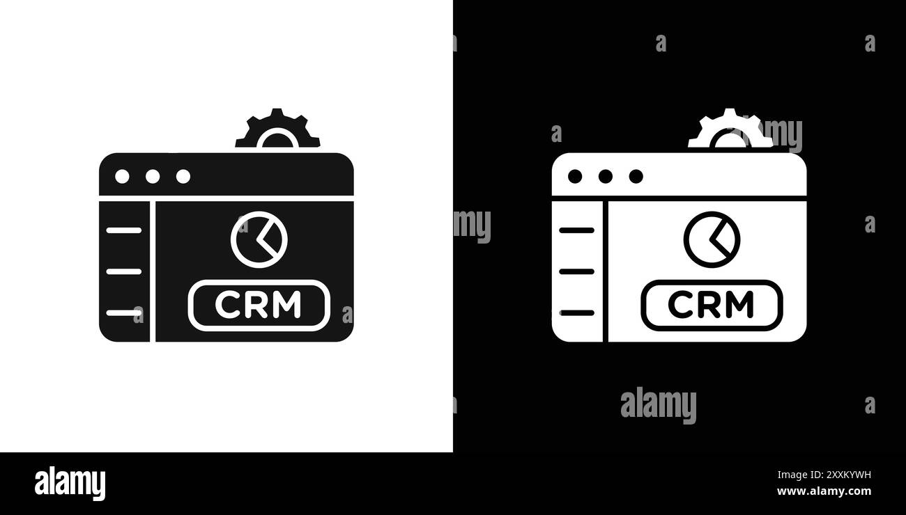 crm-Symbol Sammlung von Vektorsymbolen oder Zeichensätzen in Schwarzweiß-Umrandung Stock Vektor