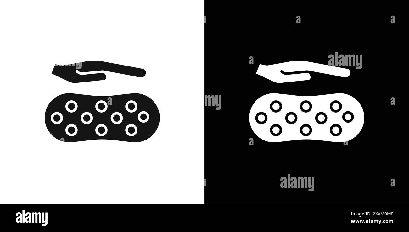 Latex Matratzenmaterial Icon Vektorsymbol oder Zeichensatz Kollektion in schwarz-weiß Umrandung Stock Vektor