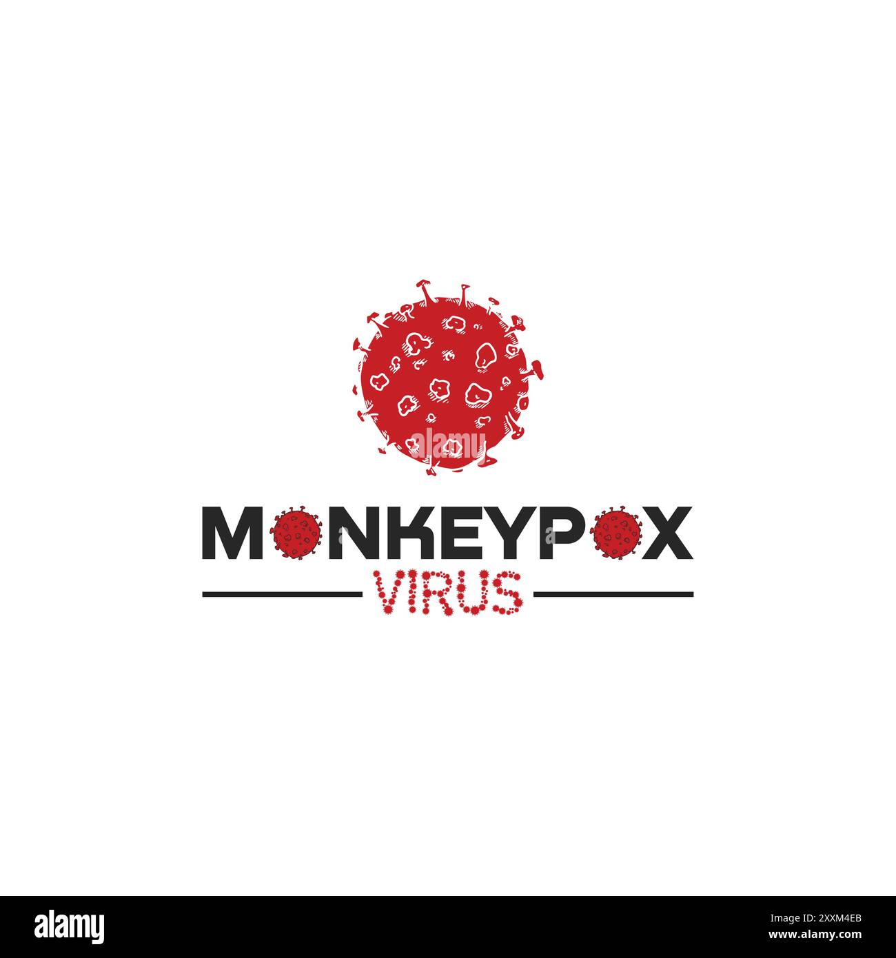 Affenpocken Virus Ausbruch Pandemie Logo Design Monkey Pocken, MPXV Virus Logo Stock Vektor