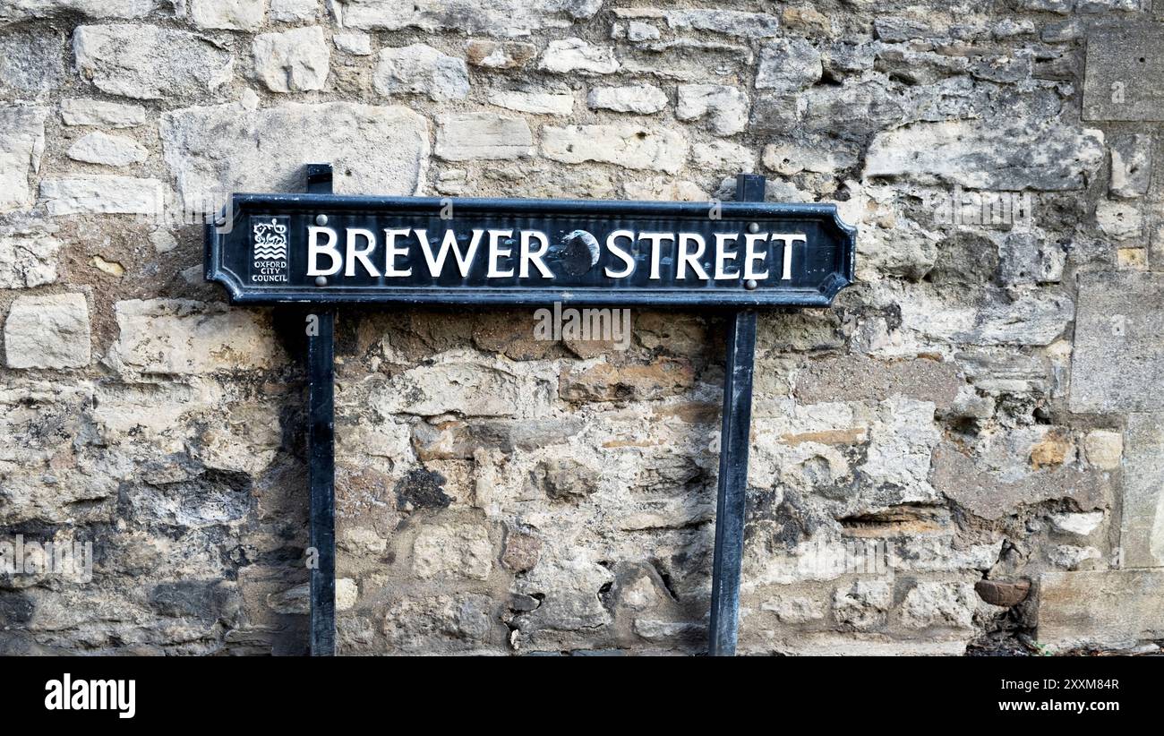 Brewer Street Schild in Oxford Oxfordshire England Großbritannien KATHY DEWITT Stockfoto