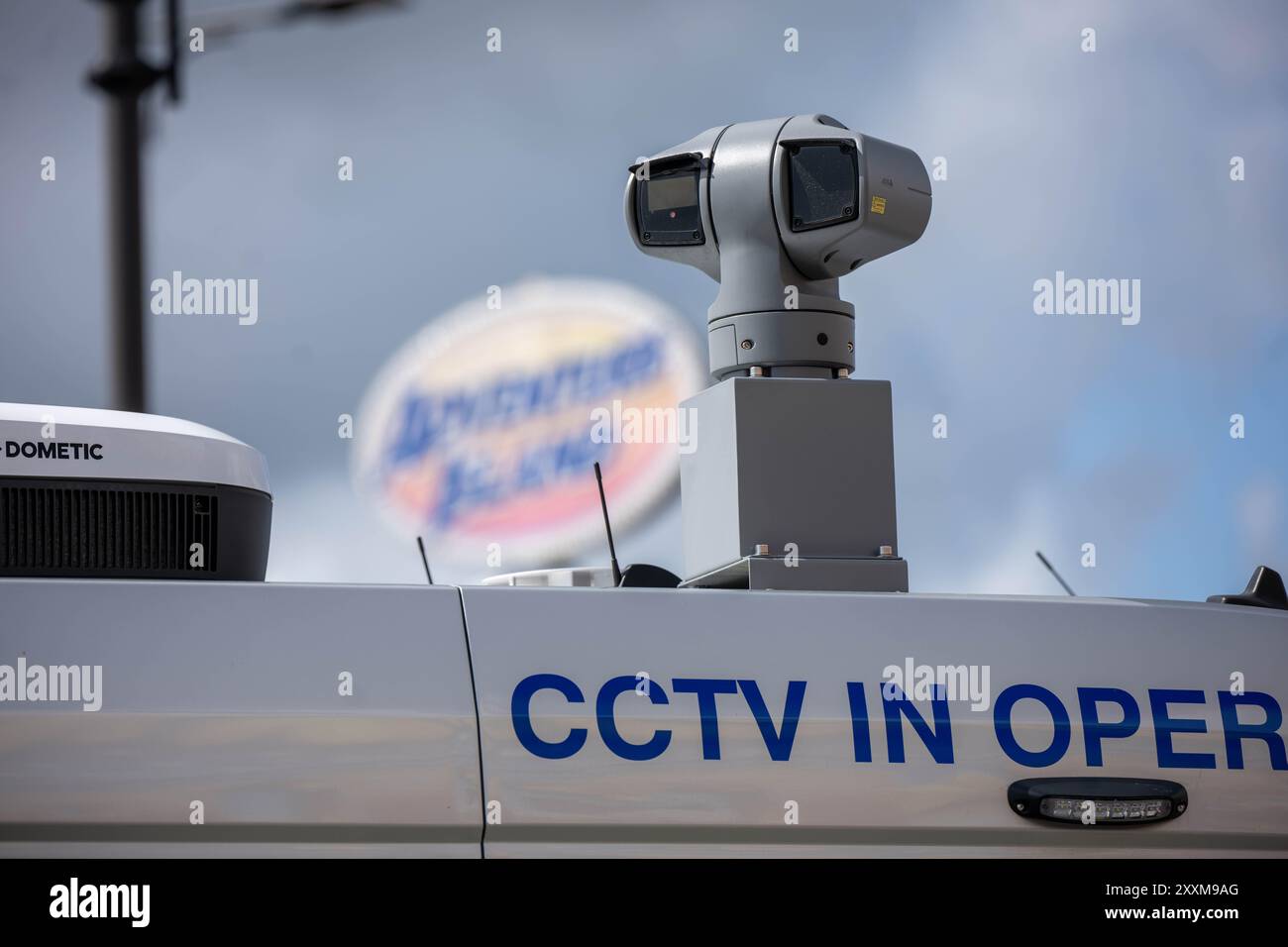 Southend on Sea, Essex 25. Aug 2024 die Polizei von Essex verwendet Videoüberwachung-Technologie zur Gesichtserkennung in Southend on Sea über das Feiertagswochenende der Bank. Quelle: Ian Davidson/Alamy Live News Stockfoto