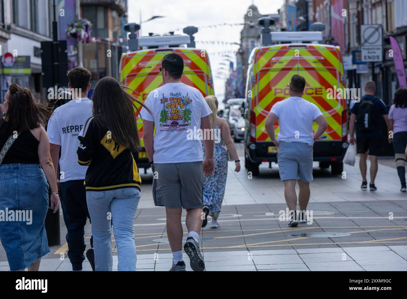 Southend on Sea, Essex 25. Aug 2024 die Polizei von Essex verwendet Videoüberwachung-Technologie zur Gesichtserkennung in Southend on Sea über das Feiertagswochenende der Bank. Quelle: Ian Davidson/Alamy Live News Stockfoto