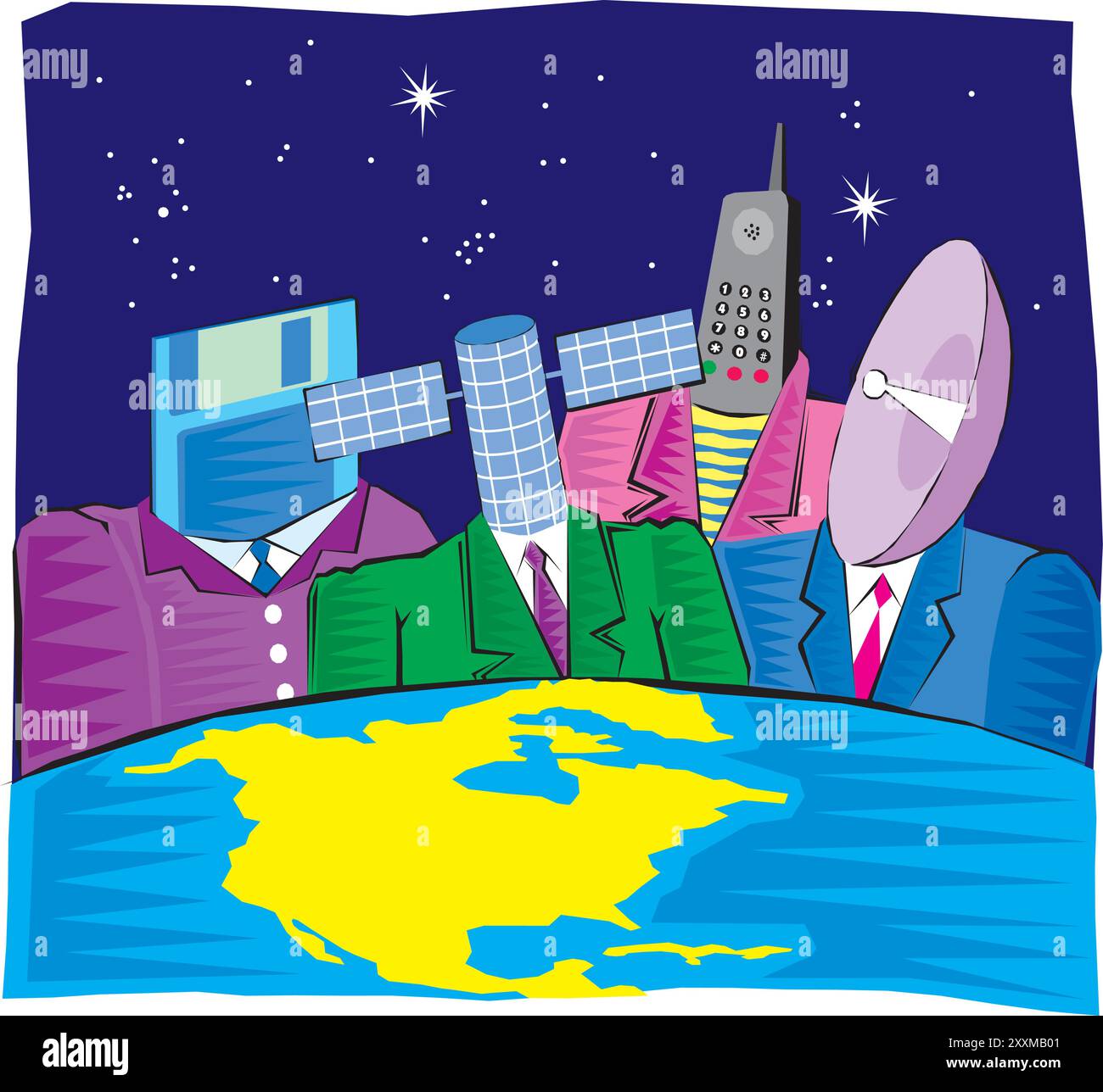 Abstrakter Clipart der Objekttechnologie Geschäftsmann Köpfe Vektor-Illustration Stock Vektor