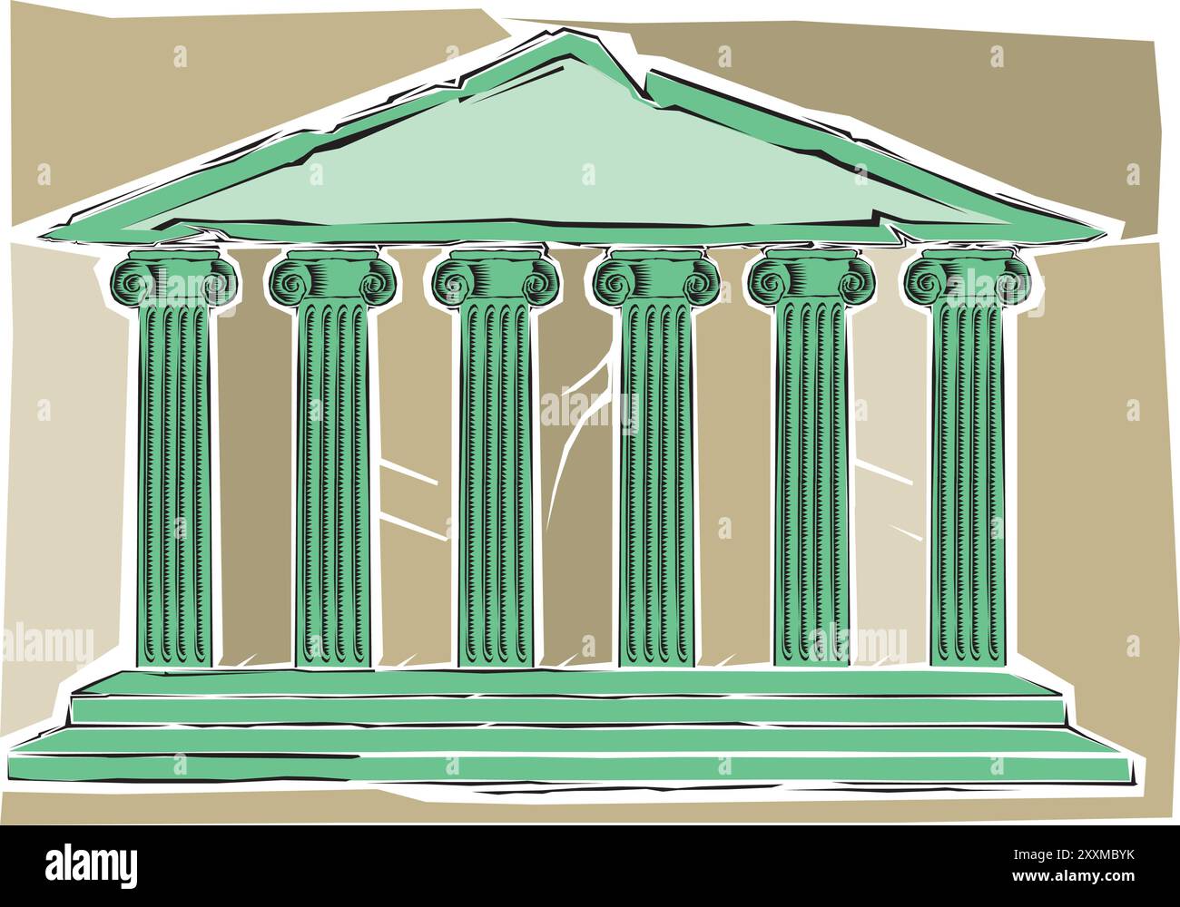 Clip Art einer Illustration eines antiken griechischen oder römischen Tempels mit Säulen oder Säulen Gebäude Vektor Stock Vektor