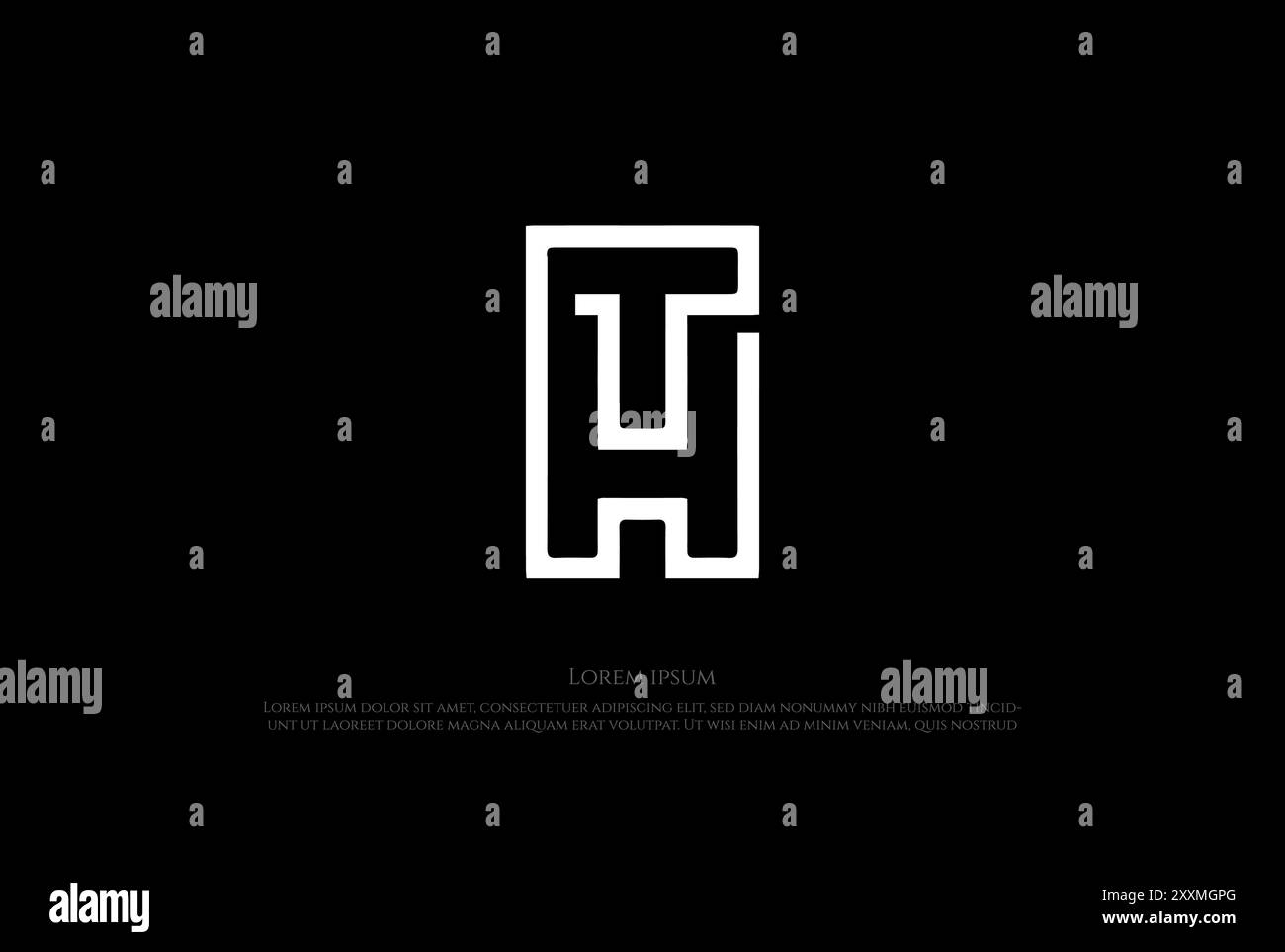 Anfangsbuchstabe TH HT Monogrammlinie Kontur Logo Design Vektor Stock Vektor
