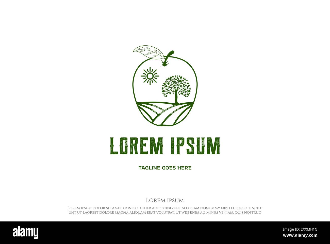 Vintage Retro Apple Land Farm Logo Design Vektor Stock Vektor