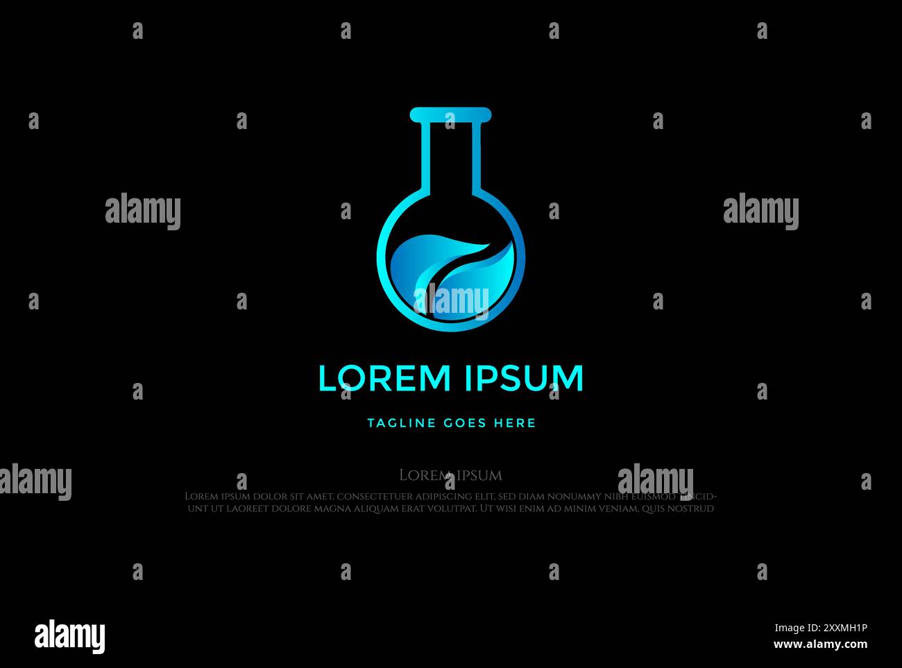 Futuristische Flüssigkeit mit Laborglas für Wissenschaft Forschung Logo Design Vektor Stock Vektor