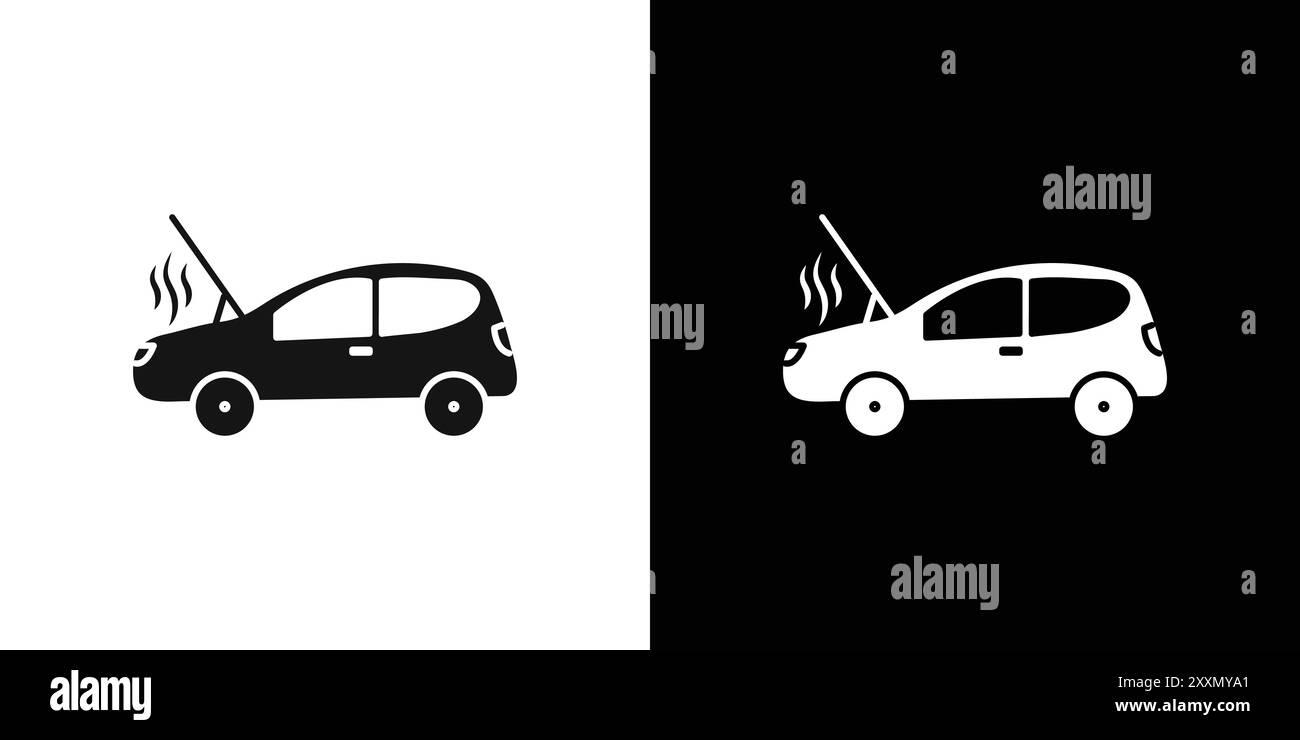 Defektes Auto mit offener Kapuze Symbol Vektor-Logo Set Kollektion oder Paket-Gruppe Stock Vektor