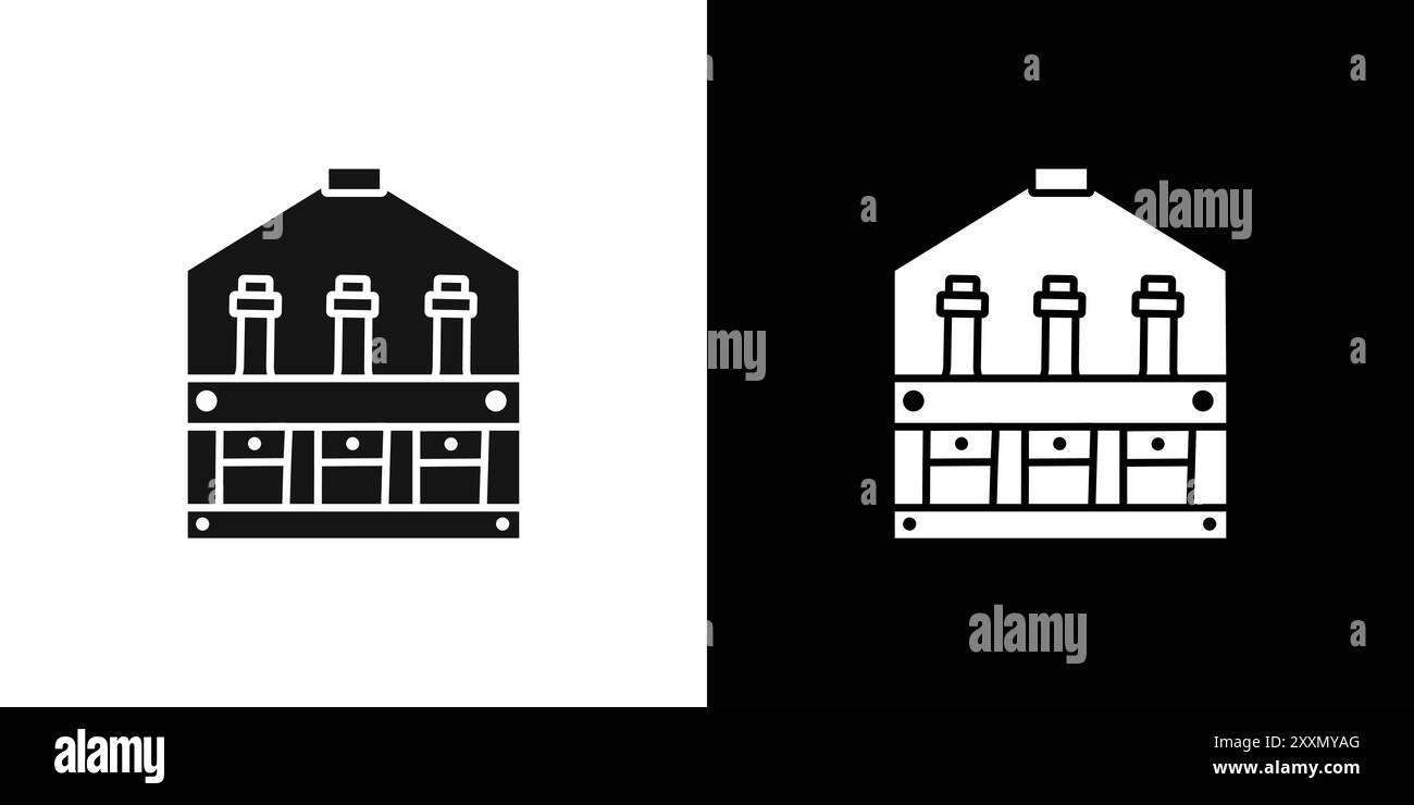 Bierflaschen im Korb-Symbol-Vektor-Logo-Set-Sammlung oder Bündelpackung Stock Vektor