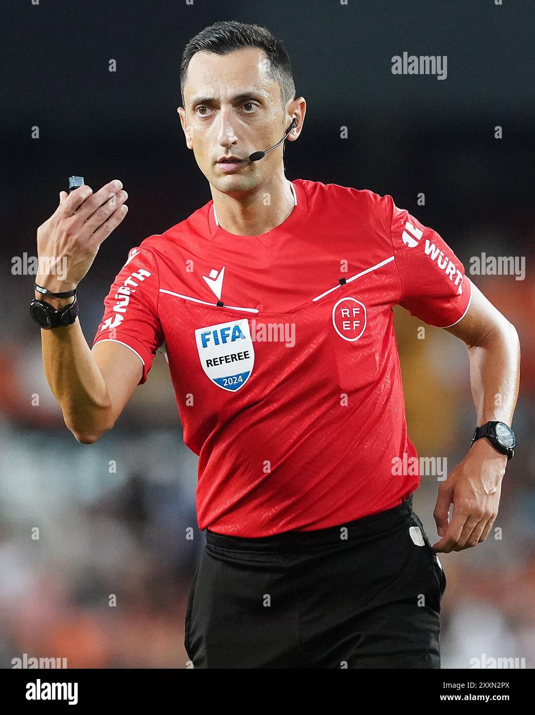 Der spanische Schiedsrichter Jose Maria Sanchez Martinez während des Spiels der La Liga. August 2024. (Foto: Acero/Alter Photos/SIPA USA) Stockfoto
