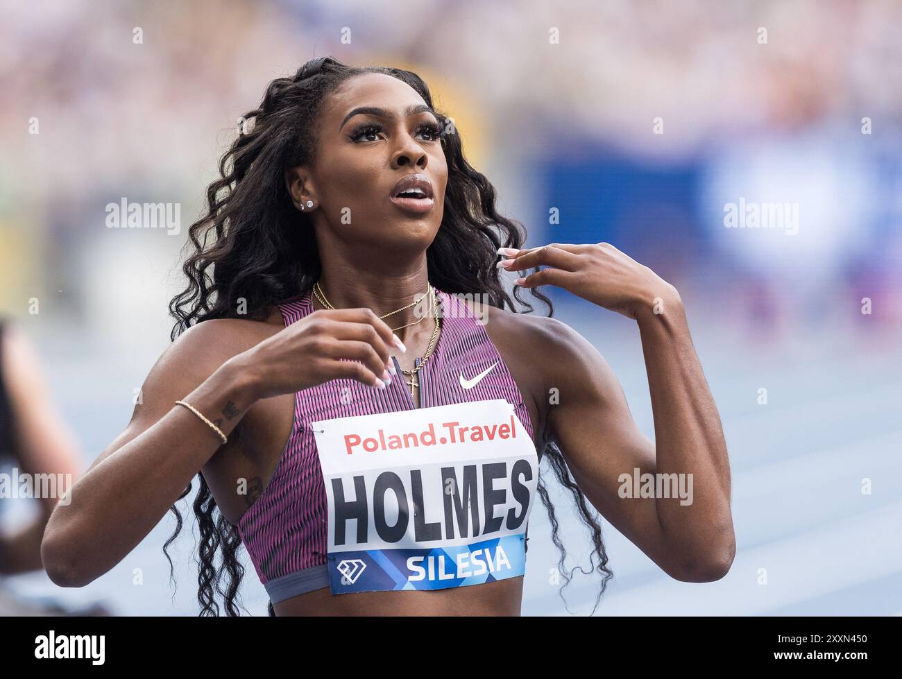 Das Schlesische Stadion In Chorzow, Polen. August 2024. Diamond League Athletics Meeting: Alexis Holmes Damen 400m Finale Credit: Action Plus Sports/Alamy Live News Stockfoto