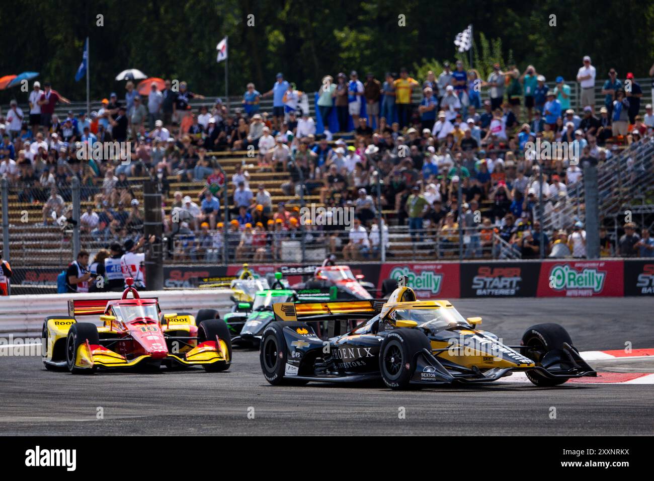 Portland, USA. August 2024. 14 FERRUCCI Santino (usa), A.J. Foyt Entreprises, Dallara DW12 - Chevrolet, Aktion während des Grand Prix von Portland BitNile.com, 14 Runde der NTT IndyCar Series 2024, auf dem Portland International Raceway, vom 23. Bis 25. August 2024 in Portland, USA - Foto Julien Delfosse/DPPI Credit: DPPI Media/Alamy Live News Stockfoto