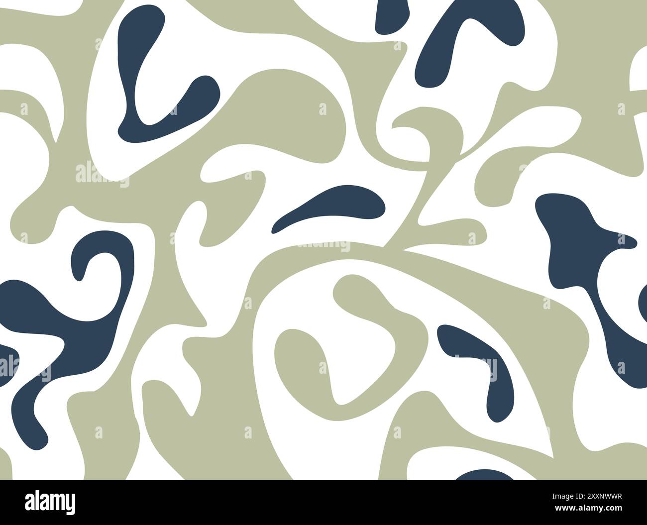 Abstraktes, nahtloses Muster mit Punkten und Schleifenflecken. Oberflächenmuster füllt unregelmäßige Stellen organische Form. Handgezeichneter stylischer abstrakter Druck. Kreatives c Stock Vektor