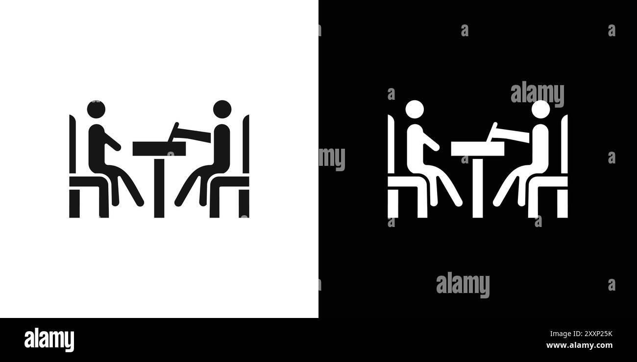 Vertragsunterzeichnung Symbol Schwarzer Linie Kunstvektor in Schwarz-weiß-Umrisse Set Sammlungsschild Stock Vektor