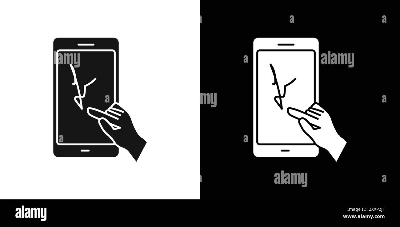 Finger bestätigt Signature Icon Black Line Art Vektor in schwarz-weiß Umriss Set Collection Zeichen Stock Vektor