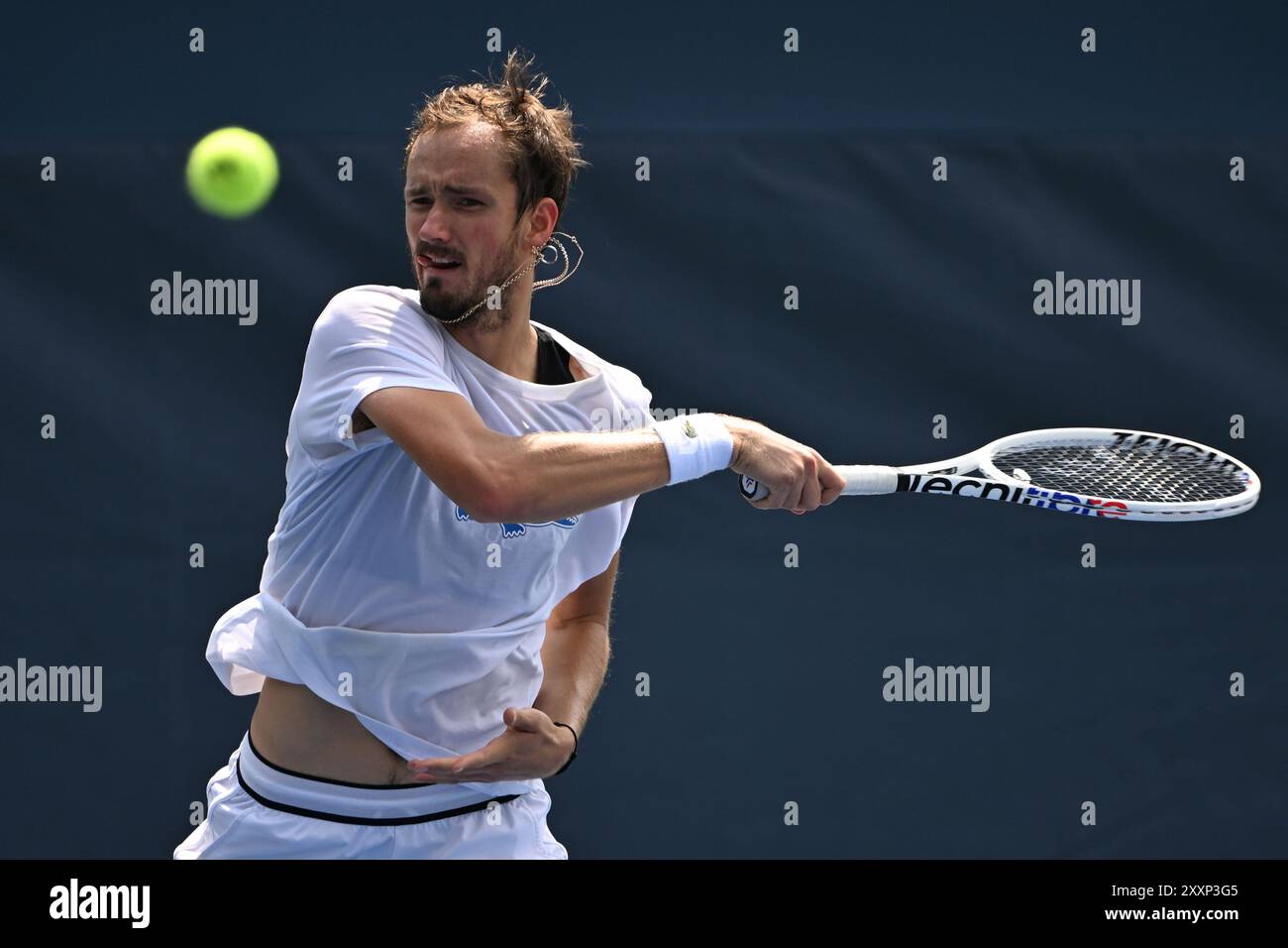 Flushing NY, USA. August 2024. Daniil Medwedew wird am 25. August 2024 auf dem Übungsplatz des USTA Billie Jean King National Tennis Center in Flushing Queens gesehen. Quelle: Mpi04/Mediapunch/Alamy Live News Stockfoto