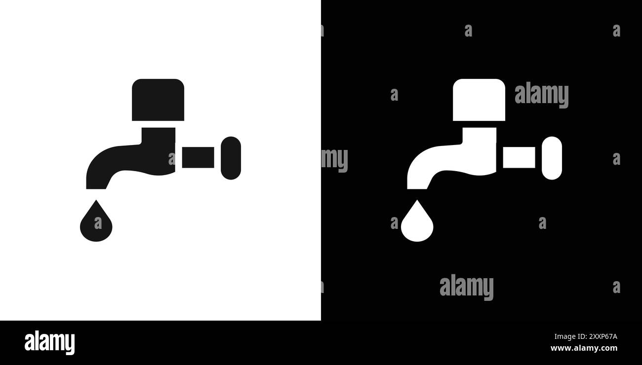 Wasserversorgung Symbol Schwarze Linie Art Vektor in schwarz-weiß Umrisse Set Sammlung Zeichen Stock Vektor